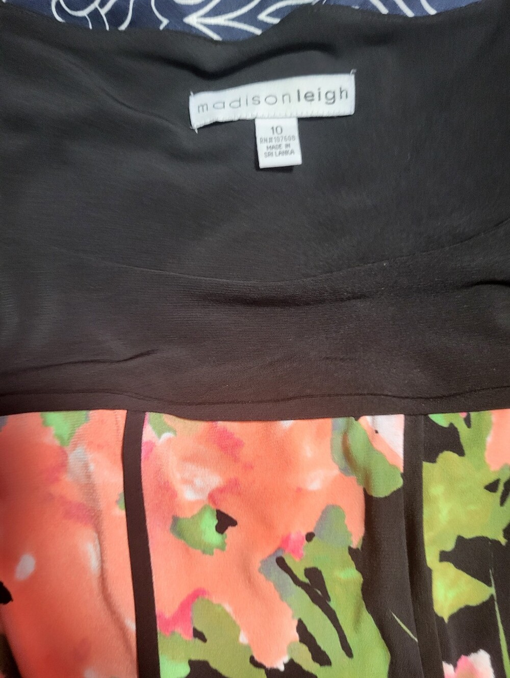Floral Fit-and-Flare Skirted Dress - Black with Peach & Green Floral - Picture 5 of 5